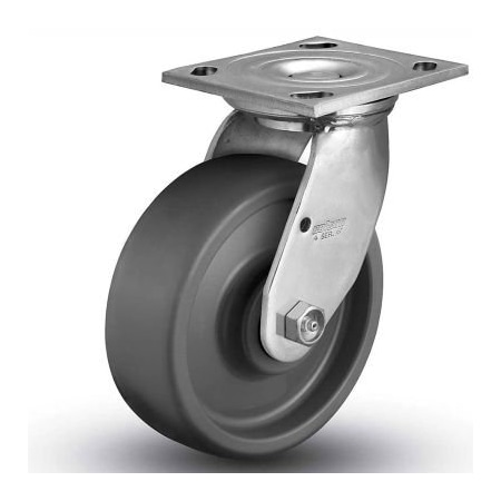 Colson Colson 4 Series Swivel Plate Caster 4.06109.839.EN SS - Solid Elastomer 6" Dia. 1100 Lb. Cap. 4.06109.839.EN SS